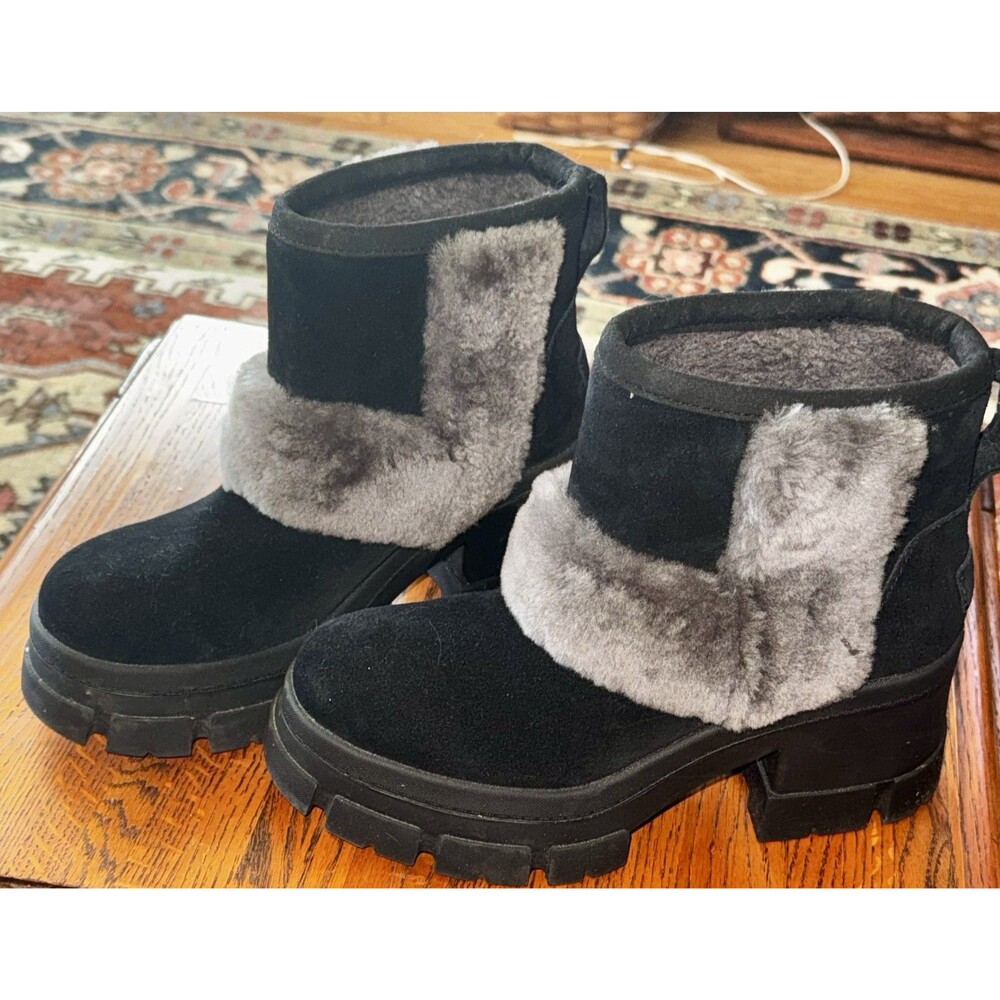 UGG WOMEN BROOKLYN HIKER CHESTNUT SUEDE PLATFORM ANKLE BOOTS US 8.5M